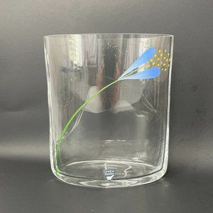Orrefors Kosta Boda Sweden Crocus Flower Crystal Vase Handpainted Signed 6" Tall